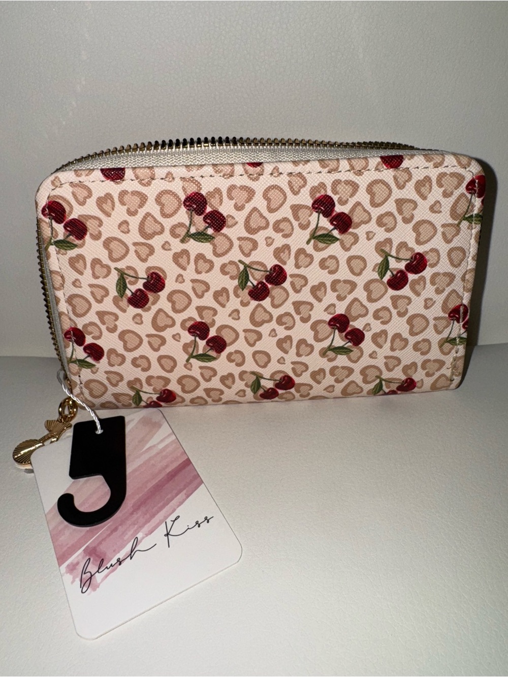 Cherry Print Zip Wallet - Pink